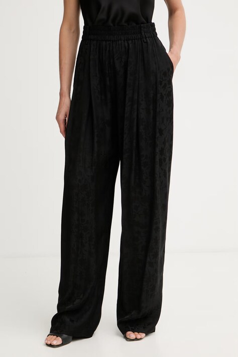 Pinko nohavice dámske s viskózou čierne high waist 106802 A3AN
