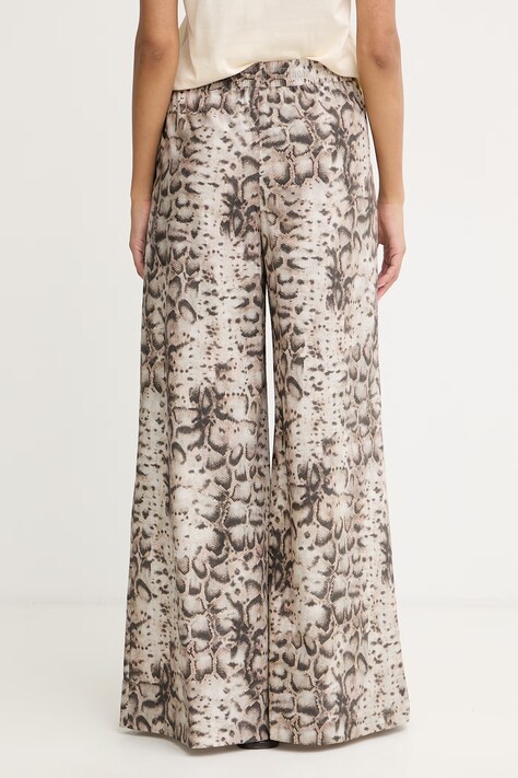 Pinko штани wide leg жіночі бавовняні — SS26-SPD0ML, бежевий — фото 3