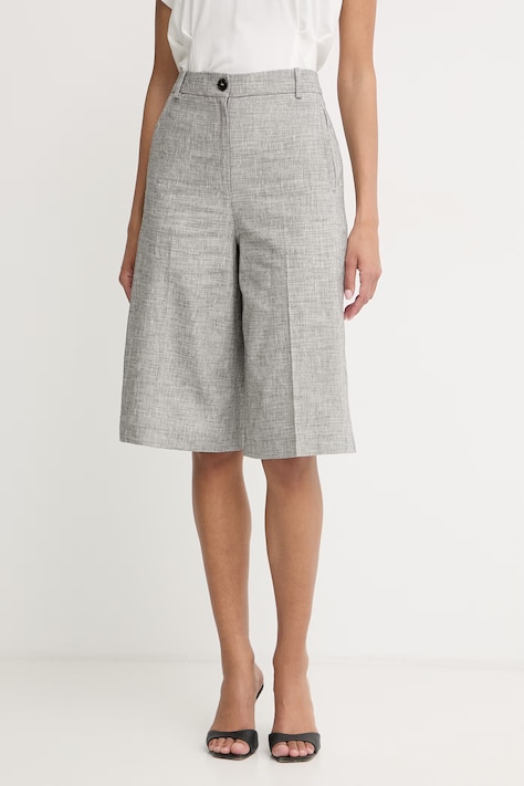 Pinko bermudy dámske s prímesou ľanu sivé high waist 106920 A3AS