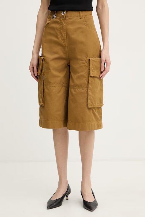 Pinko pantaloncini bermuda da donna in cotone marroni high waist 106820 A3AW