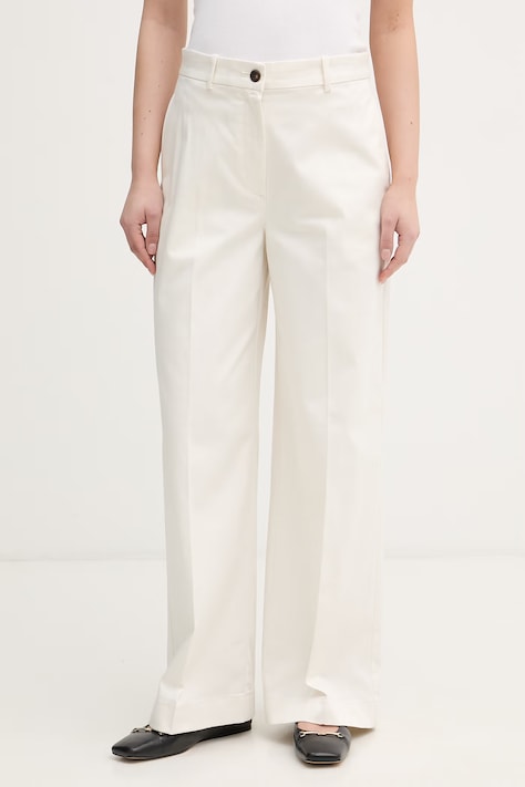 Calvin Klein Jeans pantaloni pentru femei, din bumbac cu elastan bej high waist LV047F621G