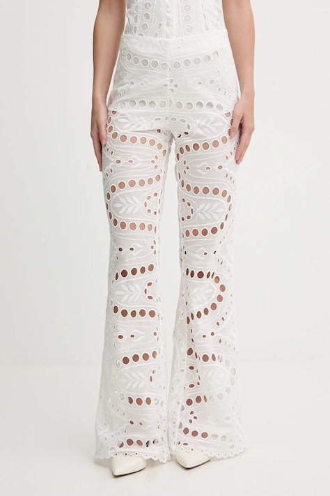 Charo Ruiz Ibiza spodnie Stern damskie kolor biały dzwony high waist 263501