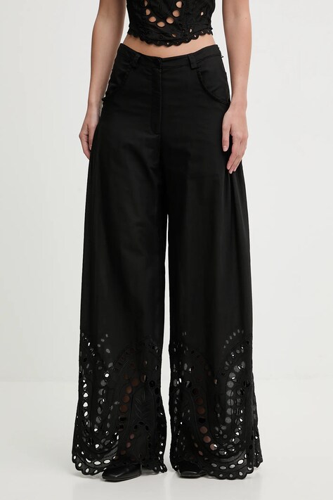 Charo Ruiz Ibiza spodnie Ray damskie kolor czarny szerokie high waist 263502