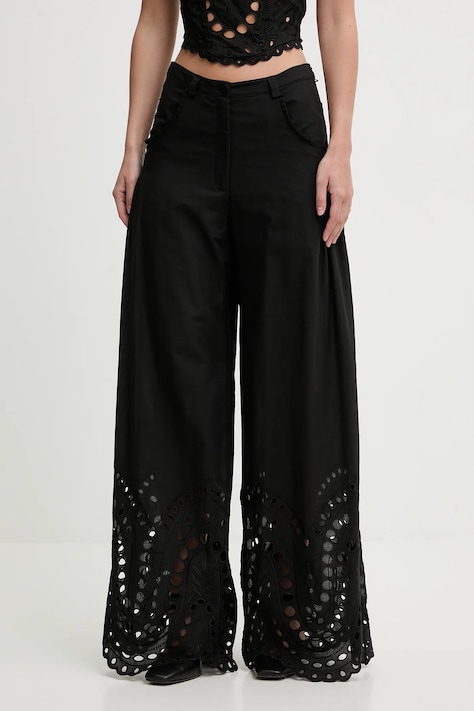 Charo Ruiz Ibiza spodnie Ray damskie kolor czarny szerokie high waist 263502
