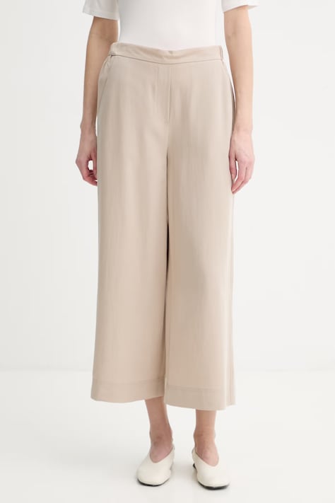 Marc O'Polo spodnie z domieszką lnu damskie kolor beżowy szerokie high waist 5000013087