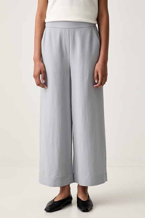 Marc O'Polo spodnie damskie z lyocellem szare high waist 5000013088