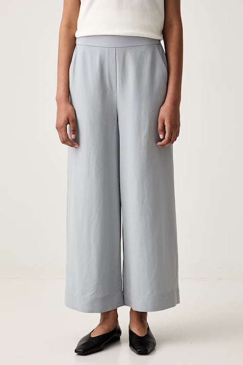 Marc O'Polo spodnie damskie z lyocellem szare high waist 5000013088