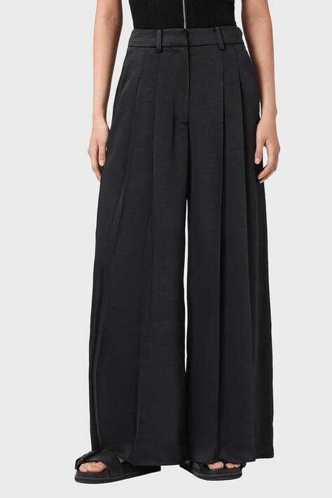 Штани AllSaints POPPY колір чорний широкі висока посадка W008TE