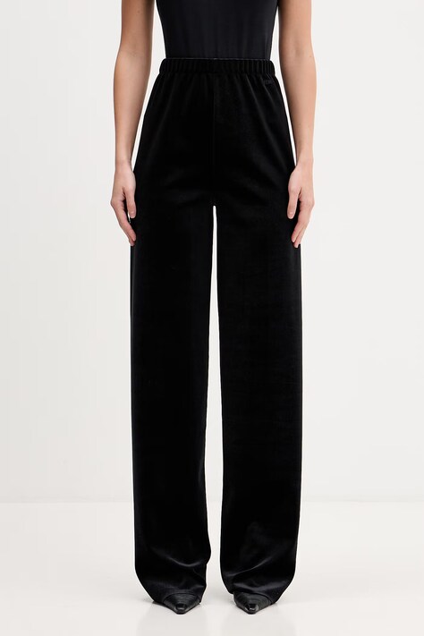 VETEMENTS spodnie welurowe damskie kolor czarny proste high waist WE76PA420B