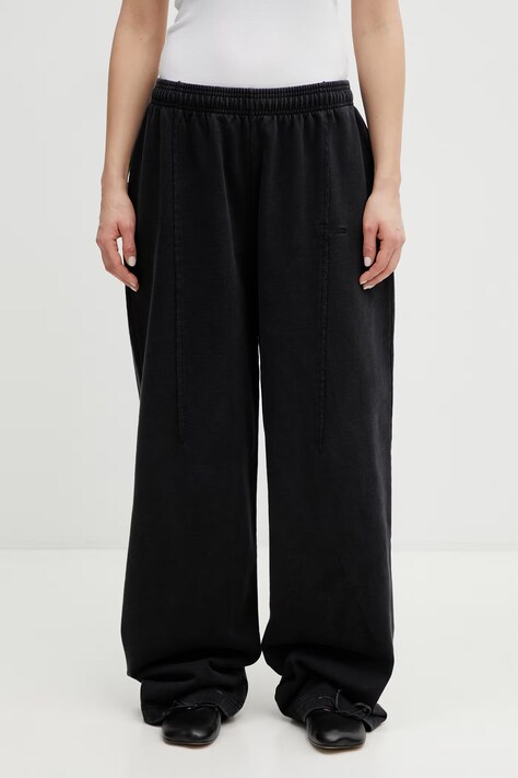 VETEMENTS spodnie dresowe bawełniane damskie kolor czarny gładkie ME76SP204B