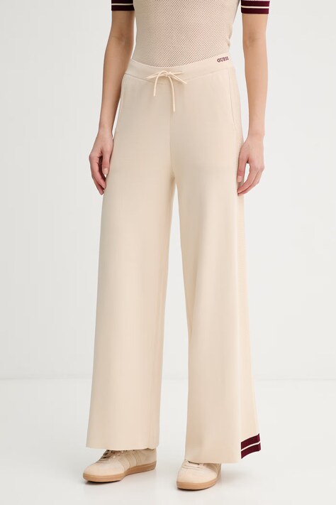 Guess spodnie dresowe damskie GABRY beżowe high waist V6GB06 Z0651