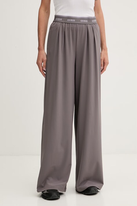 Guess spodnie dresowe damskie SELENE fioletowe high waist V6GB08 W1771