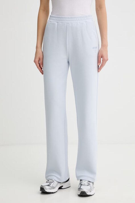 Guess спортивные штаны женские из хлопка HABI голубые high waist V6GB12 K3161