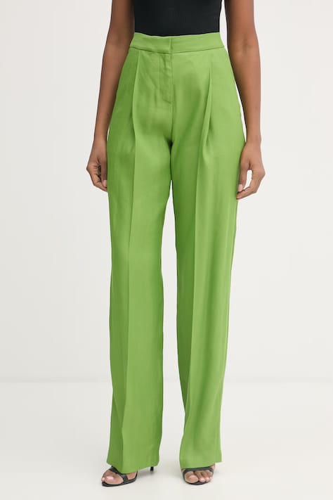 Elisabetta Franchi spodnie garniturowe damskie lniane zielone high waist PA17962E2