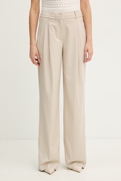 Guess spodnie regular damskie BRUNA beżowe high waist W6GB06 W1777