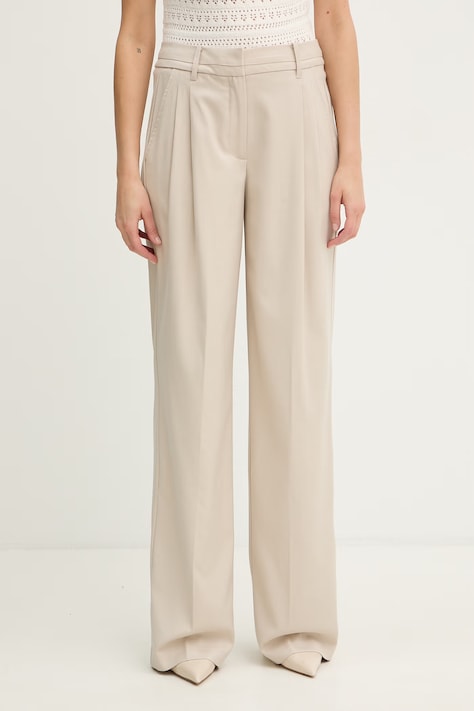 Guess spodnie regular damskie BRUNA beżowe high waist W6GB06 W1777