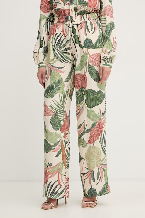 Guess spodnie damskie z lyocellem DALIA zielone high waist W6GB07 W1781