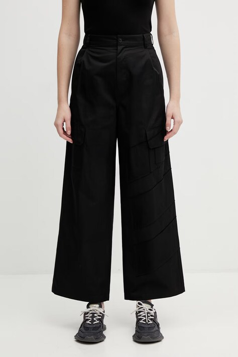Y-3 spodnie WEQT WIDE PANTS damskie kolor czarny szerokie high waist KD9183