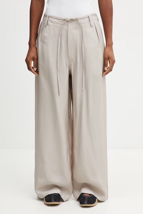 Y-3 W UT WL PNT spodnie z wiskozy damskie beżowe high waist KQ7299