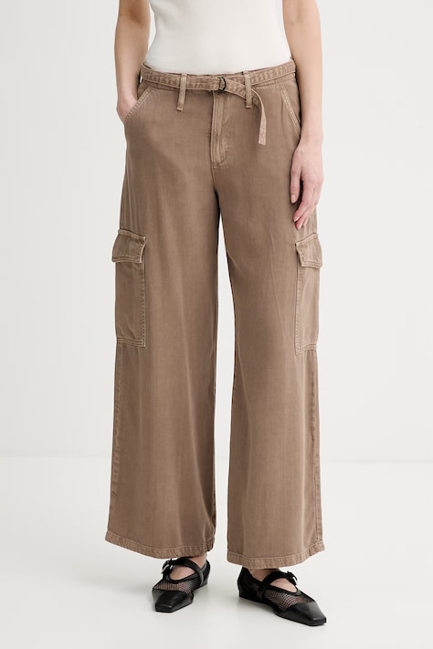 Levi's spodnie damskie z lyocellem BAGGY DAD CARGO brązowe high waist 003IN-0006