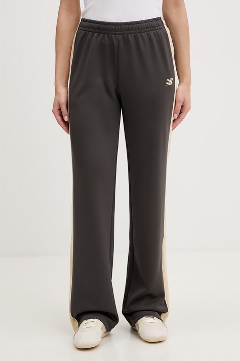 New Balance spodnie dresowe damskie Interlock szare high waist WB61Q2R4ABR