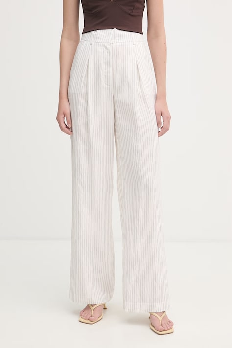 Patrizia Pepe spodnie damskie z wiskozą białe high waist 2P1782 A766