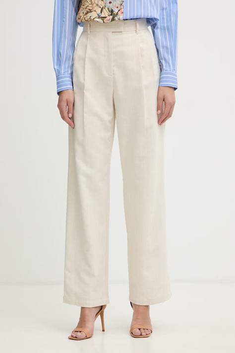 MAX&Co. spodnie z dodatkiem wełny MCOADORNO damskie kolor beżowy fason chinos high waist 2616131021200