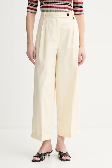 Max&Co. spodnie damskie bawełniane z elastanem MCOAFONE beżowe high waist 2616131023200