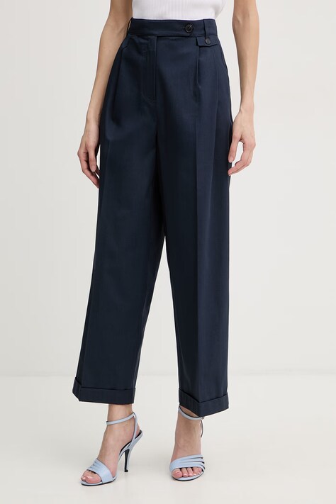 Max&Co. spodnie damskie bawełniane z elastanem MCOAFONE granatowe high waist 2616131023200