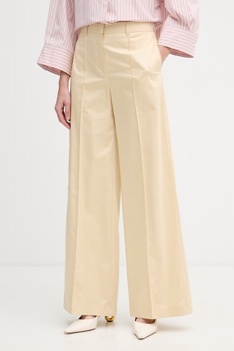 Max&Co. spodnie damskie bawełniane z elastanem MCOVERTICE beżowe high waist 2616131044200