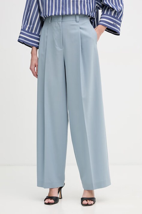 Max&Co. spodnie garniturowe damskie z wełną MCOFONTE niebieskie high waist 2616131063200