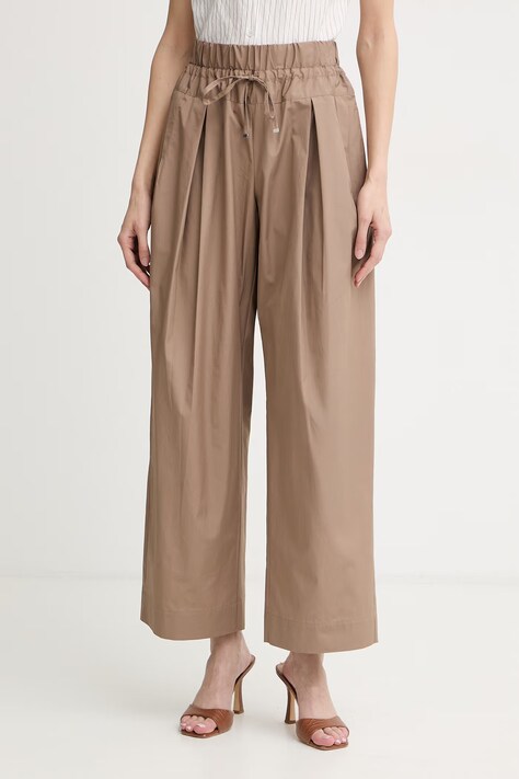 Max&Co. брюки для женщин из хлопка MCOOTTO коричневые high waist 2616131094200