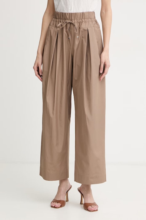 Max&Co. брюки для женщин из хлопка MCOOTTO коричневые high waist 2616131094200