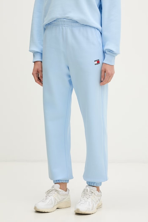Tommy Jeans pantaloni da tuta da donna in cotone blu high waist DW0DW22780