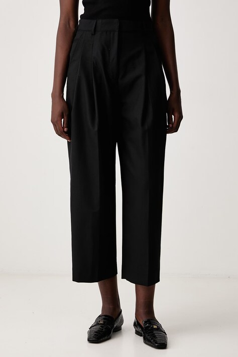 Maison Kitsuné Carrot pantaloni con misto lana da donna neri high waist QW01107WT3031