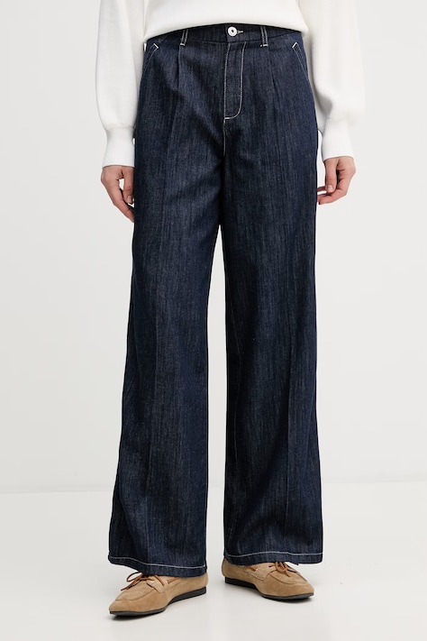 Marc Aurel nohavice dámske bavlnené tmavomodré high waist 1284A11190