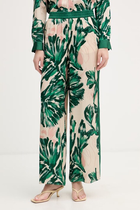 Marc Aurel spodnie palazzo damskie z wiskozy zielone super high waist 1313A11083