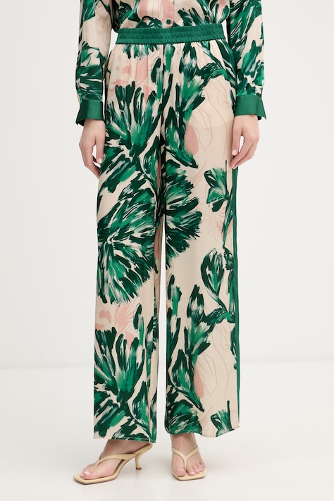 Marc Aurel spodnie palazzo damskie z wiskozy zielone super high waist 1313A11083