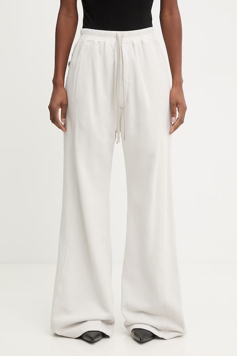 Rick Owens DRKSHDW Wide Pusher spodnie dresowe bawełniane damskie beżowe high waist DS01F4336.F