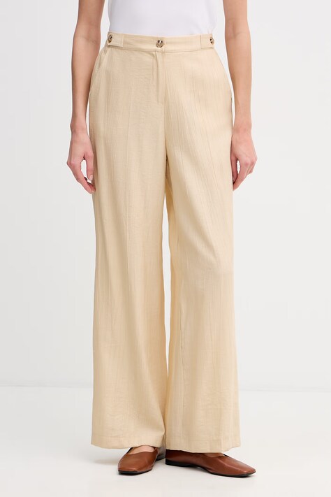 Gaudi spodnie damskie beżowe high waist 611FD25037