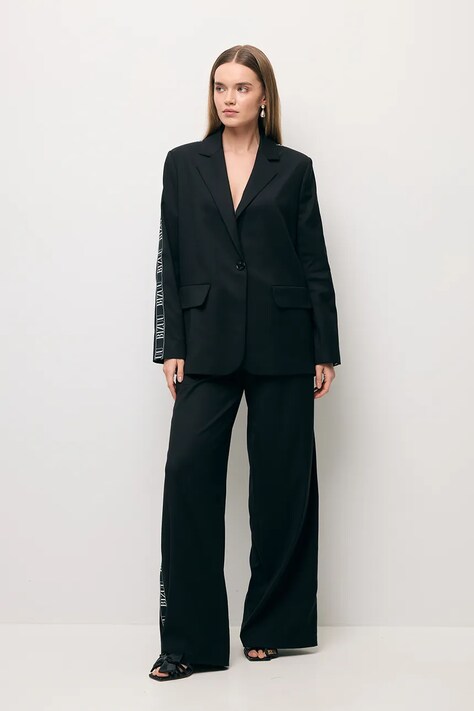 Bizuu spodnie MICHAEL damskie kolor czarny szerokie high waist MICHAEL CZARNY