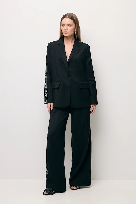 Bizuu spodnie MICHAEL damskie kolor czarny szerokie high waist MICHAEL CZARNY