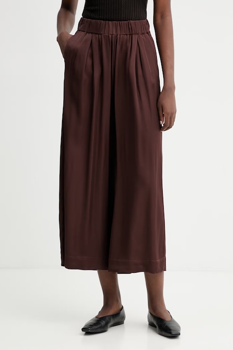 Sessun spodnie damskie kolor brązowy szerokie high waist 25107008