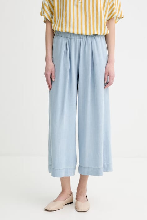 Sessun spodnie damskie z lyocellu niebieskie high waist 26207017
