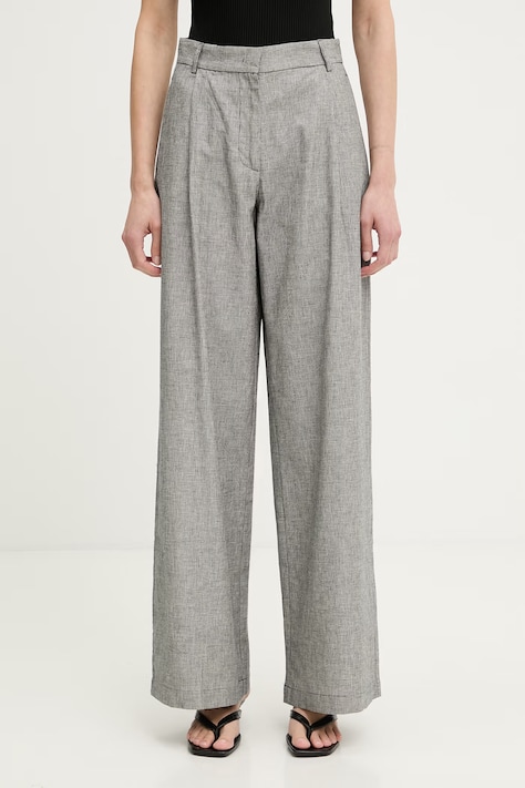 Sessun oblekové nohavice dámske ľanové čierne 26207030