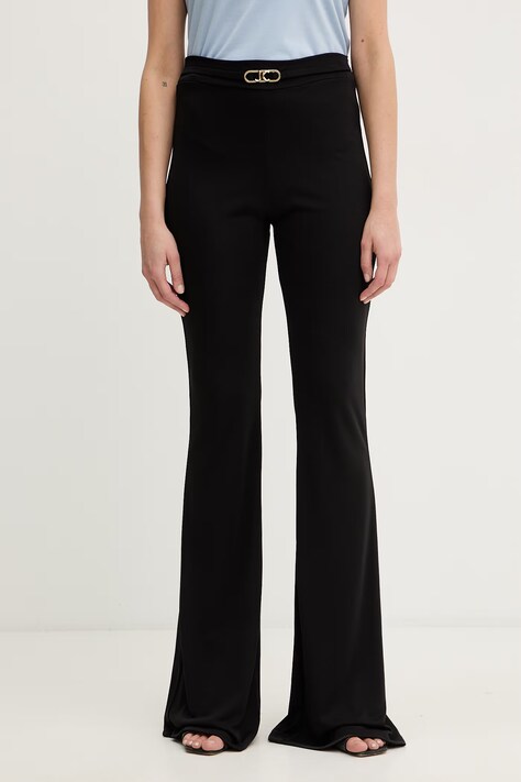 Just Cavalli spodnie dzwony damskie czarne high waist 80PAC101 J0253