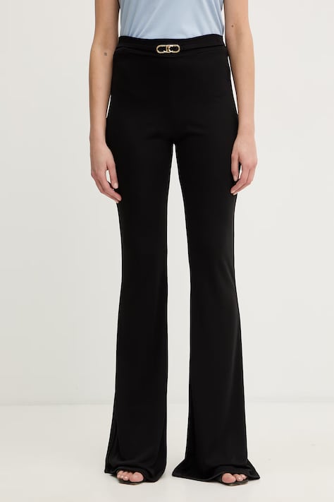 Just Cavalli spodnie dzwony damskie czarne high waist 80PAC101 J0253