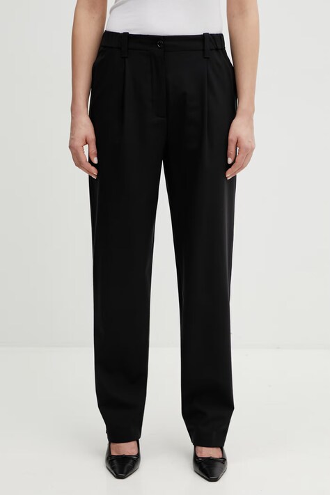 Штани з додаванням вовни Kenzo Jog Pants колір чорний фасон chinos висока посадка FF52UP0779RU