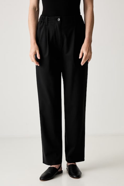 Kenzo spodnie z dodatkiem wełny Jog Pants damskie kolor czarny fason chinos high waist FF52UP0779RU