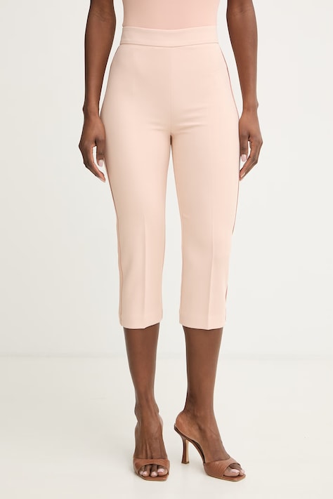Elisabetta Franchi spodnie capri damskie beżowe regular waist PA19063E2
